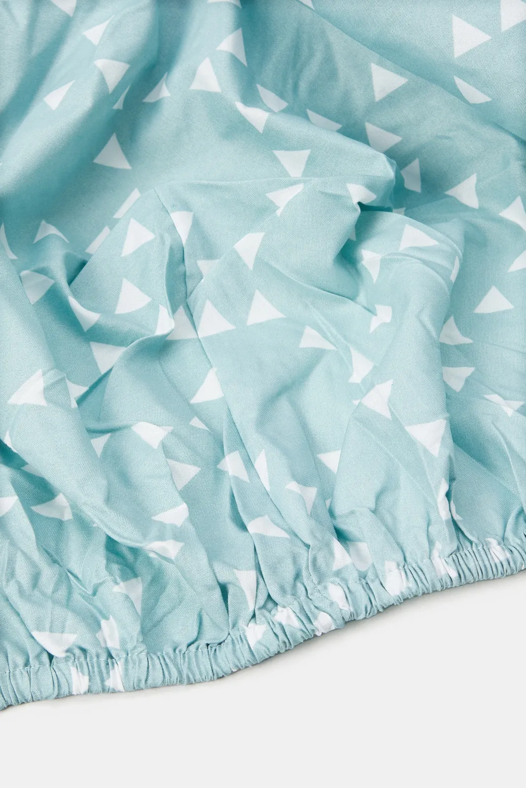 Blue Geometric Printed Fitted Sheet (Single Size)