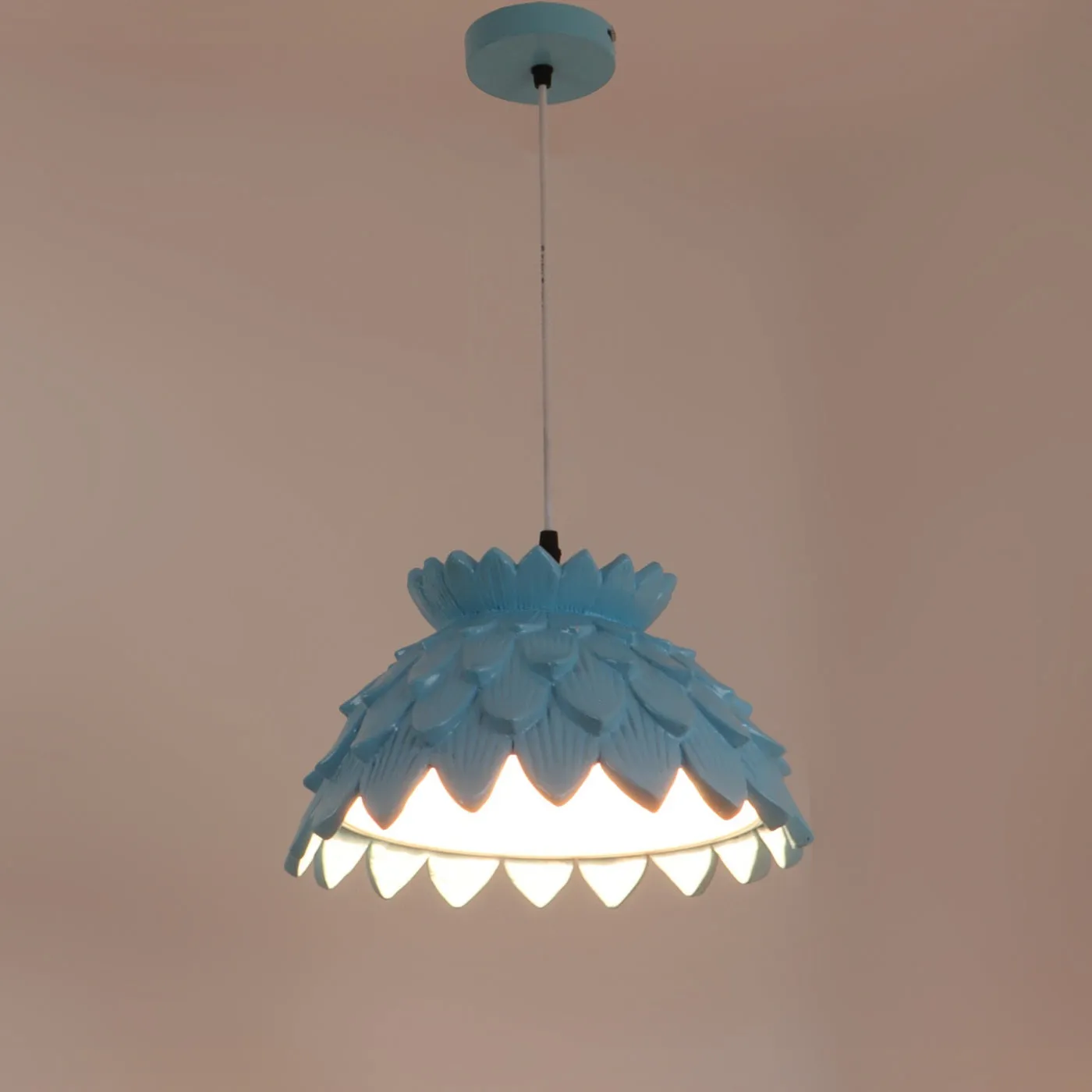 BLUE Metal Hanging Light - JNO-03-bl-wh - Included Bulb