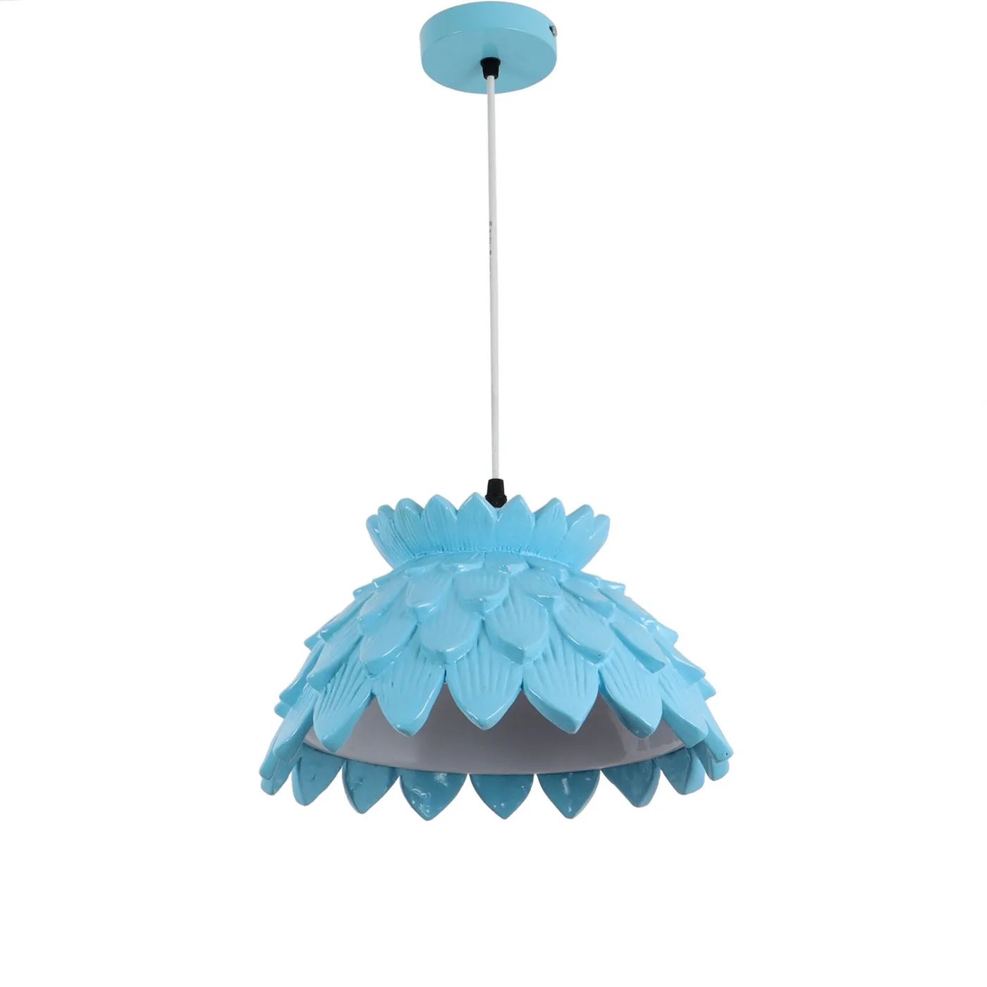 BLUE Metal Hanging Light - JNO-03-bl-wh - Included Bulb