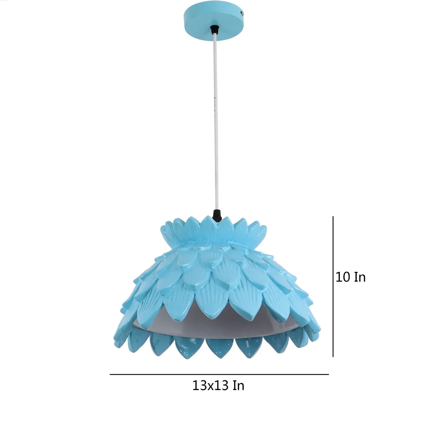 BLUE Metal Hanging Light - JNO-03-bl-wh - Included Bulb