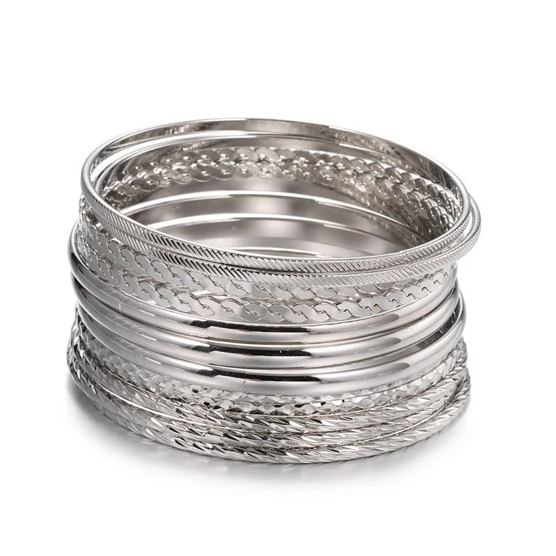 Blue Zone Planet |  14 Bracelet Set Ornaments Bohemian Style Multi-Layer Alloy Lady Bracelet