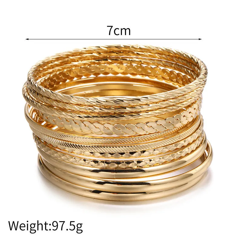 Blue Zone Planet |  14 Bracelet Set Ornaments Bohemian Style Multi-Layer Alloy Lady Bracelet