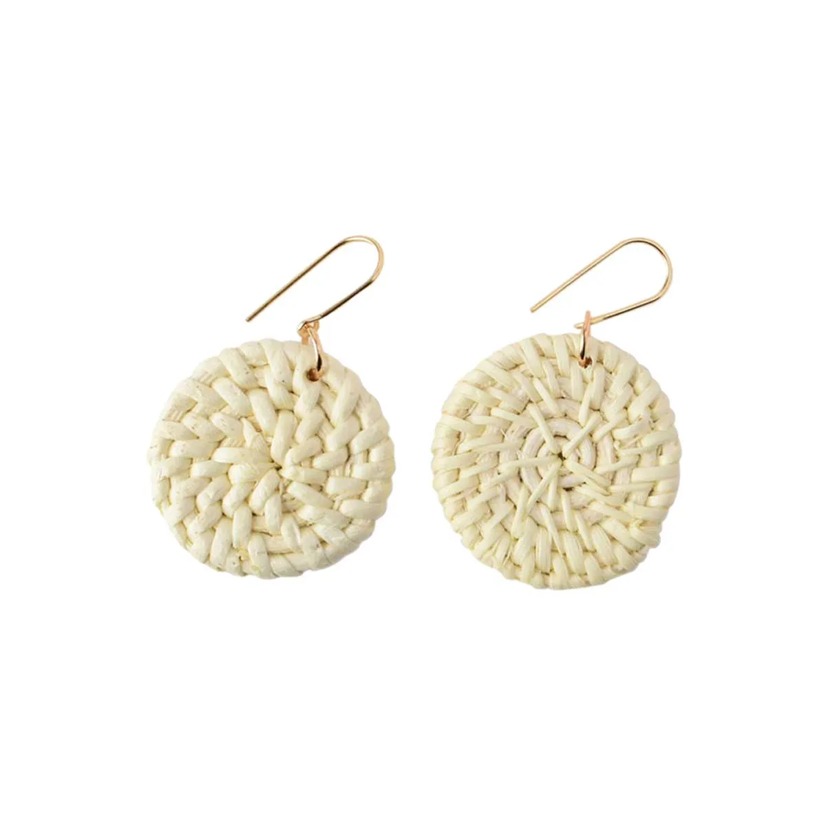 Bohemian Wood Straw Rattan Earrings