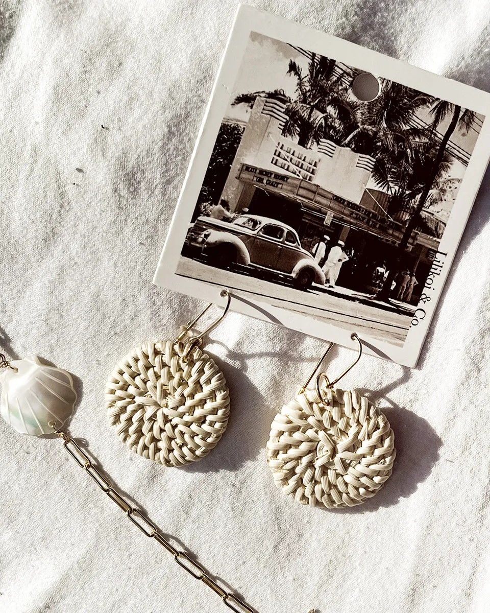 Bohemian Wood Straw Rattan Earrings