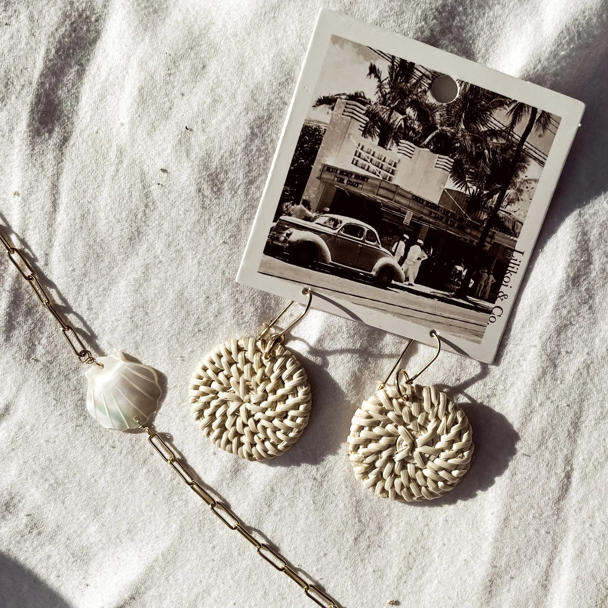 Bohemian Wood Straw Rattan Earrings