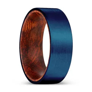 CARNAGE | Snake Wood, Blue Tungsten Ring, Brushed, Flat