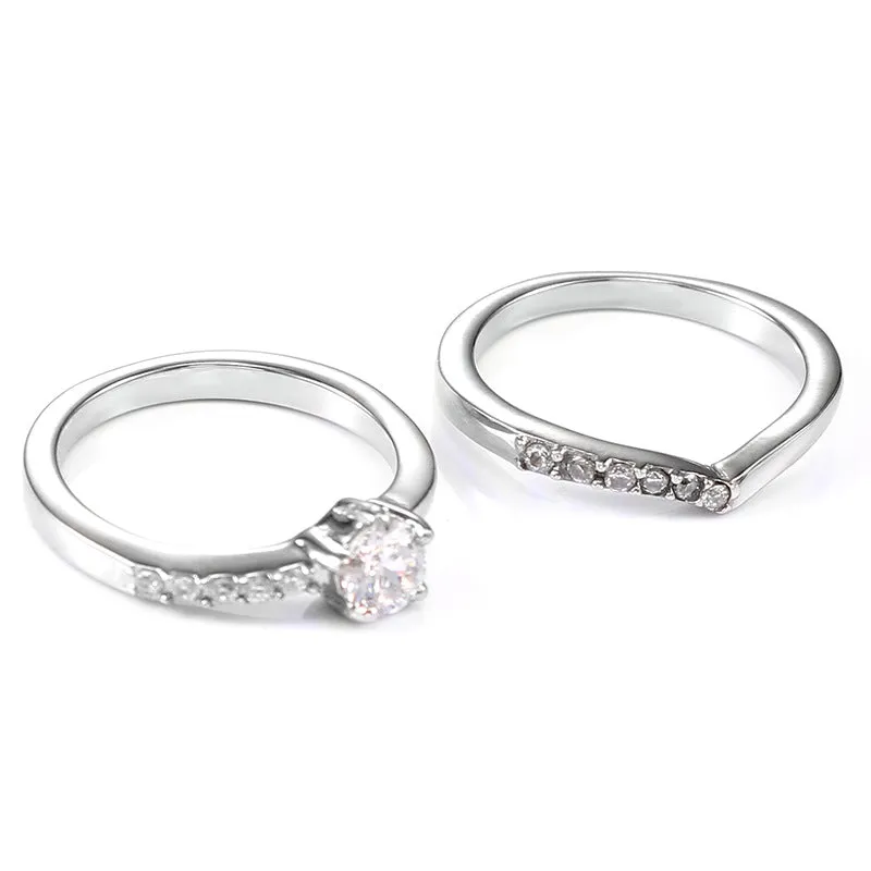 Chic Titanium Steel Women's Ring Set - Personalized Simple Stainless Steel Jewelry for Everyday Style