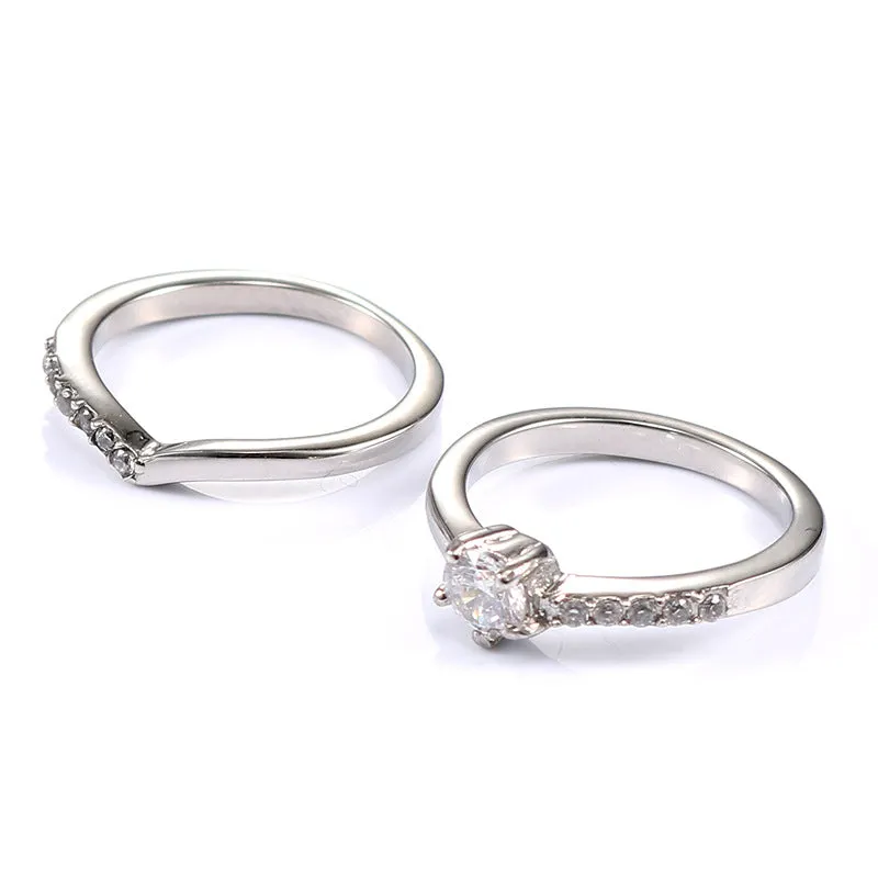 Chic Titanium Steel Women's Ring Set - Personalized Simple Stainless Steel Jewelry for Everyday Style