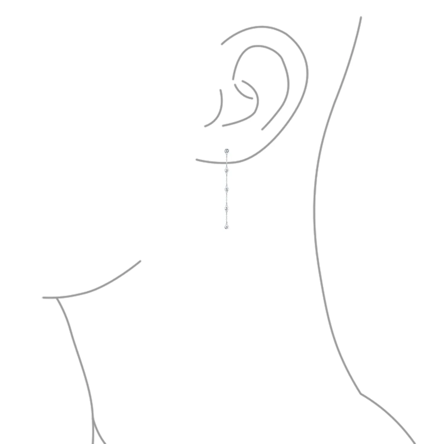 Classic Minimalist CZ Threader Dangle Chandelier Earrings in Sterling Silver