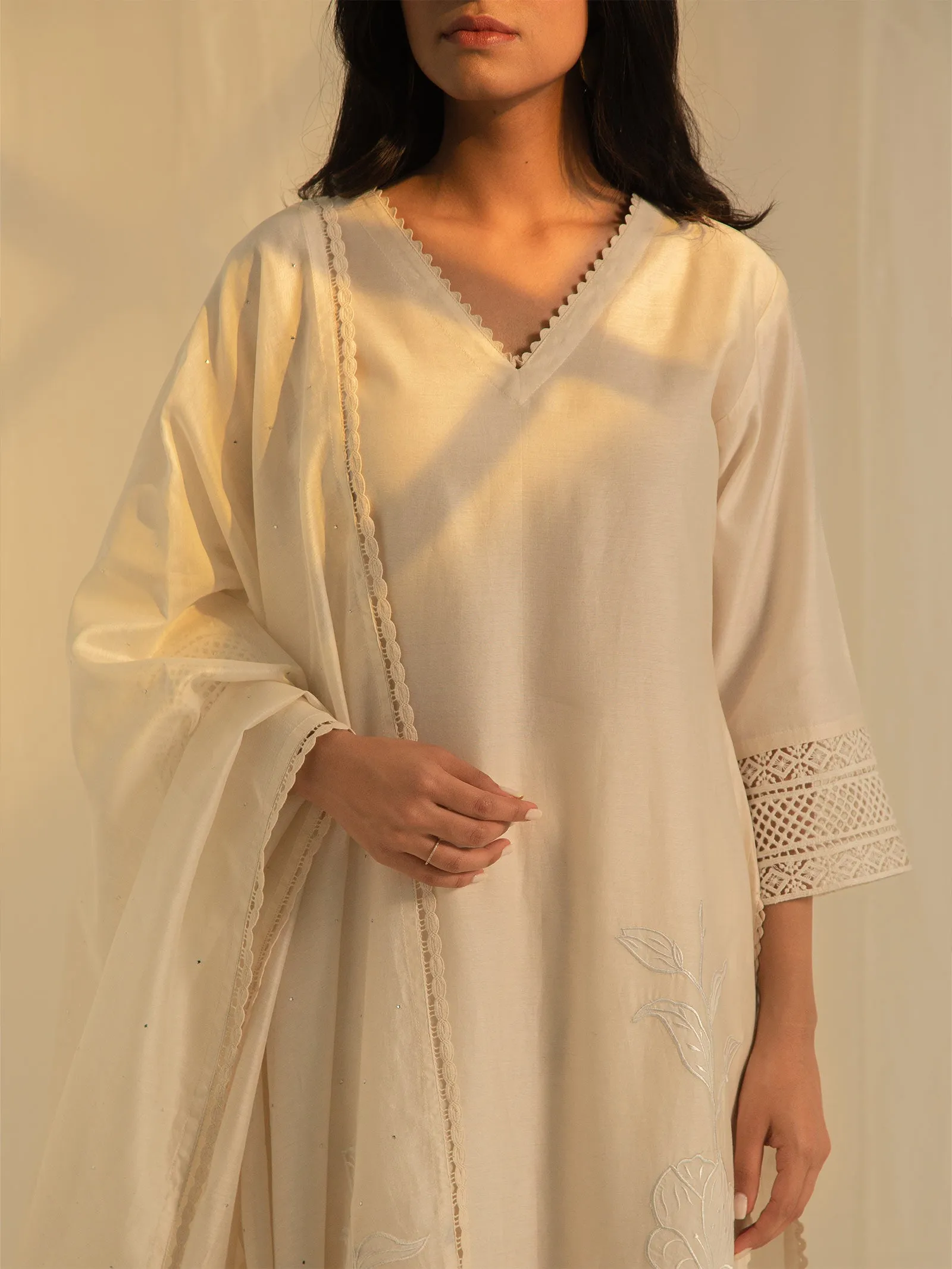Cream Bisque Chanderi Kurta