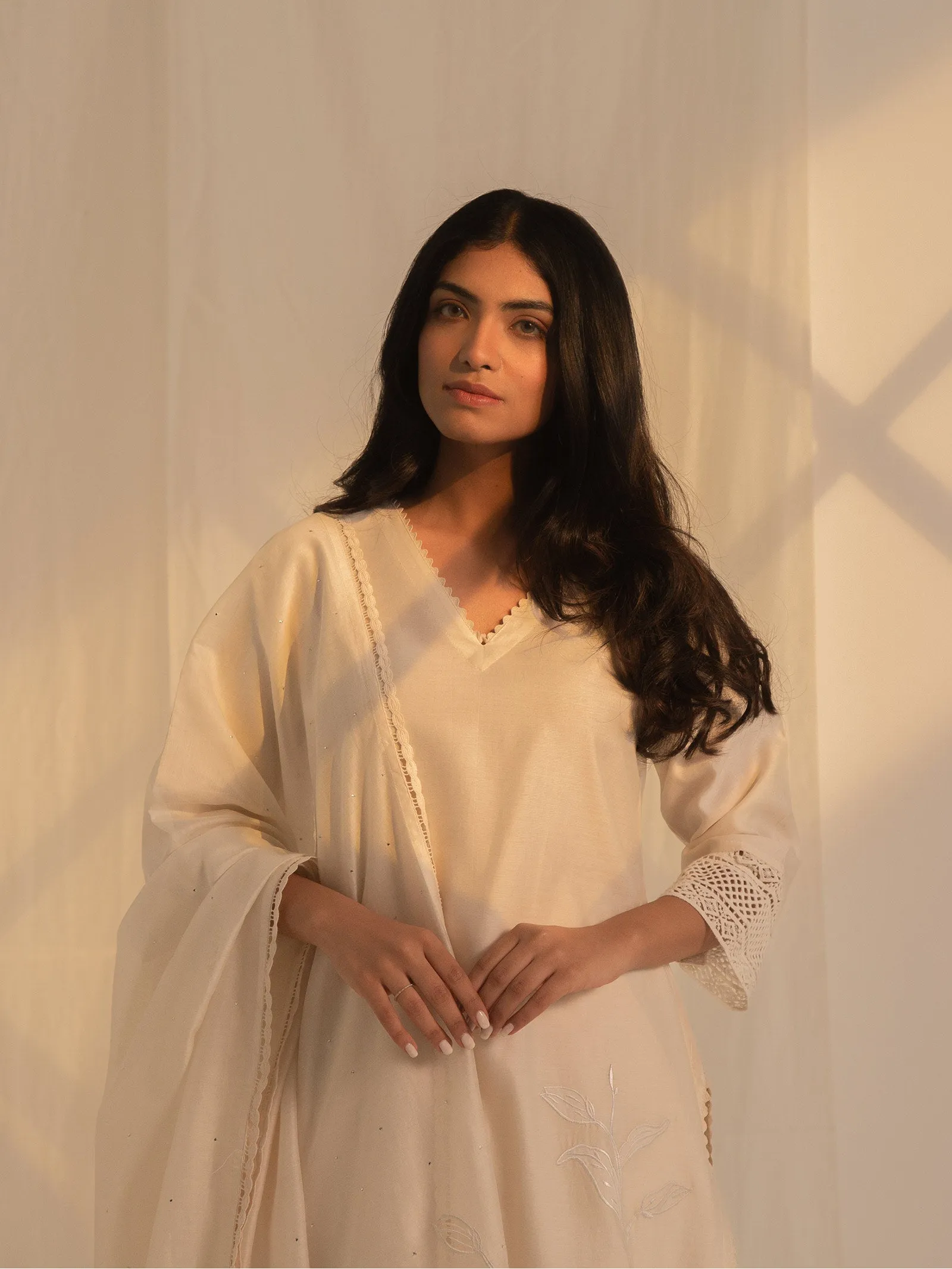 Cream Bisque Chanderi Kurta