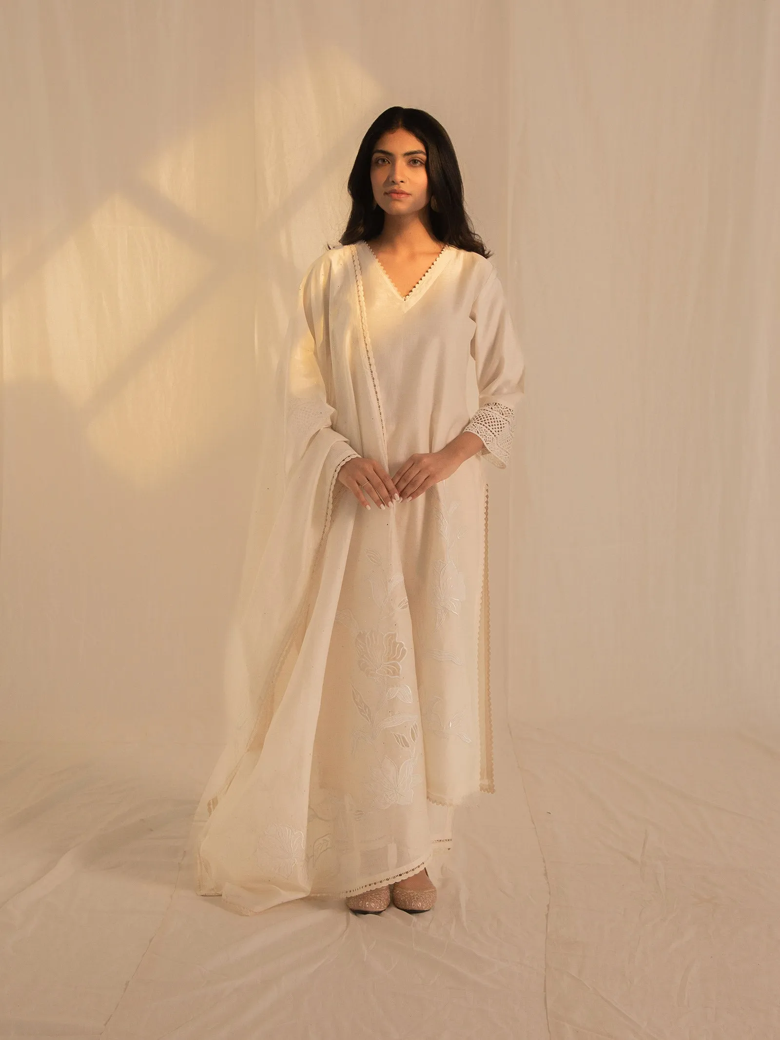 Cream Bisque Chanderi Kurta