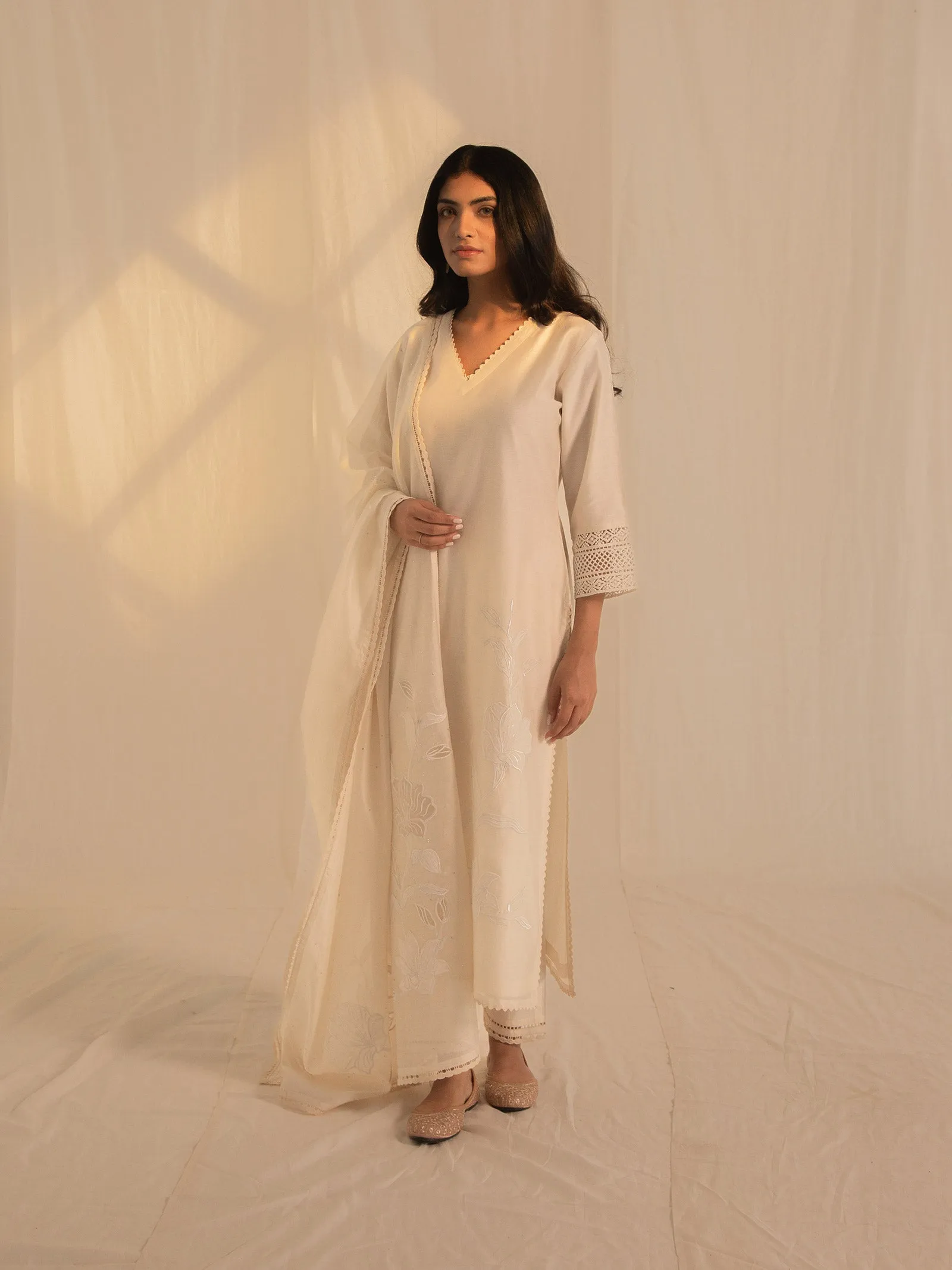 Cream Bisque Chanderi Kurta