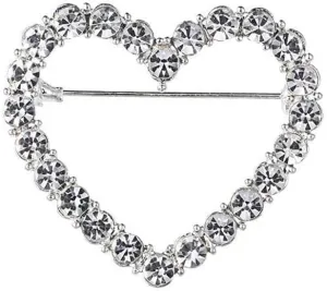 Crystal Love Heart Brooch Pin Valentine's Day Gift Pin Women Girls Hollow Heart Lapel Pin Badge for Mother's Day Gift