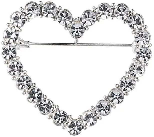 Crystal Love Heart Brooch Pin Valentine's Day Gift Pin Women Girls Hollow Heart Lapel Pin Badge for Mother's Day Gift
