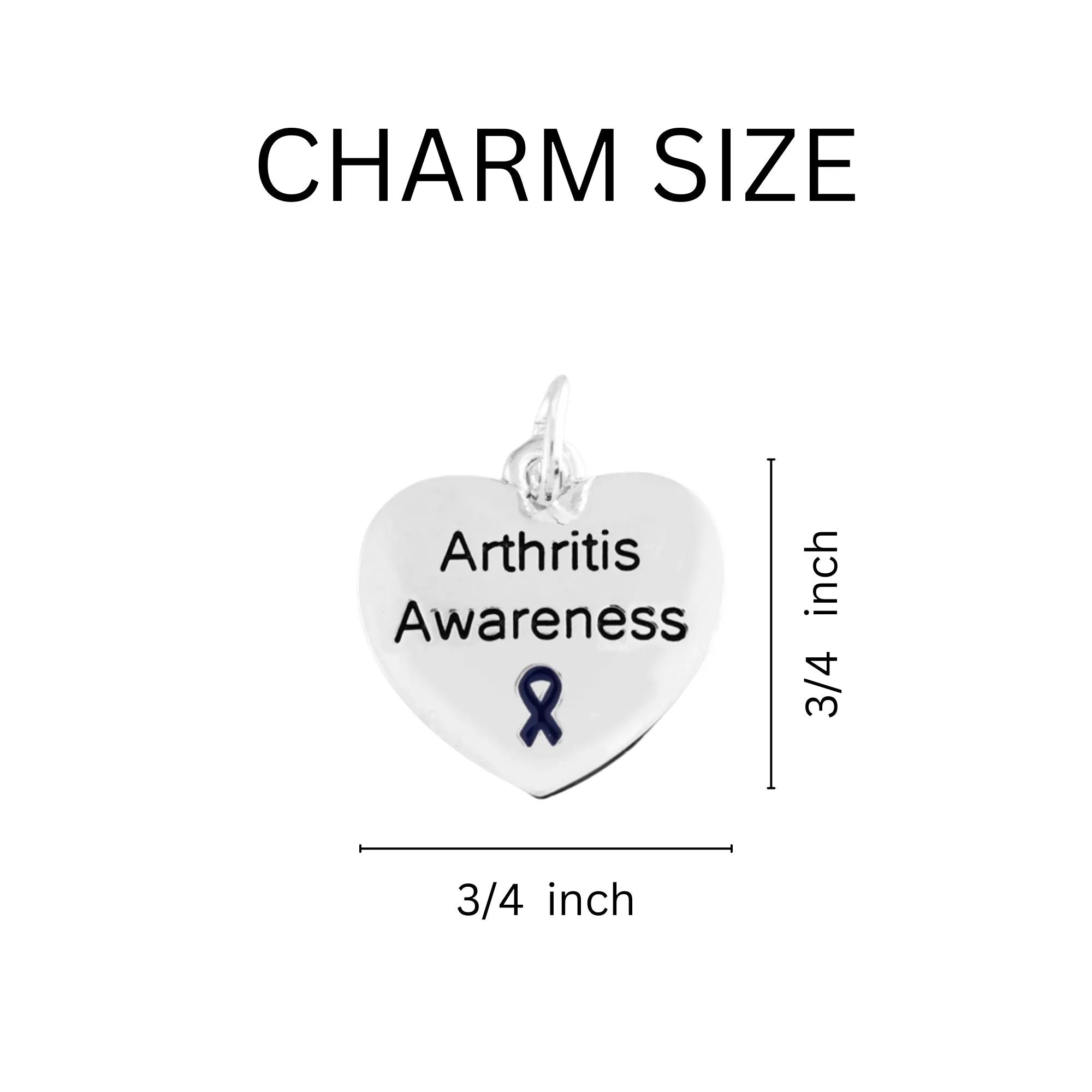 Dark Blue Ribbon Arthritis Awareness Heart Charm Link Style Chunky Bracelets