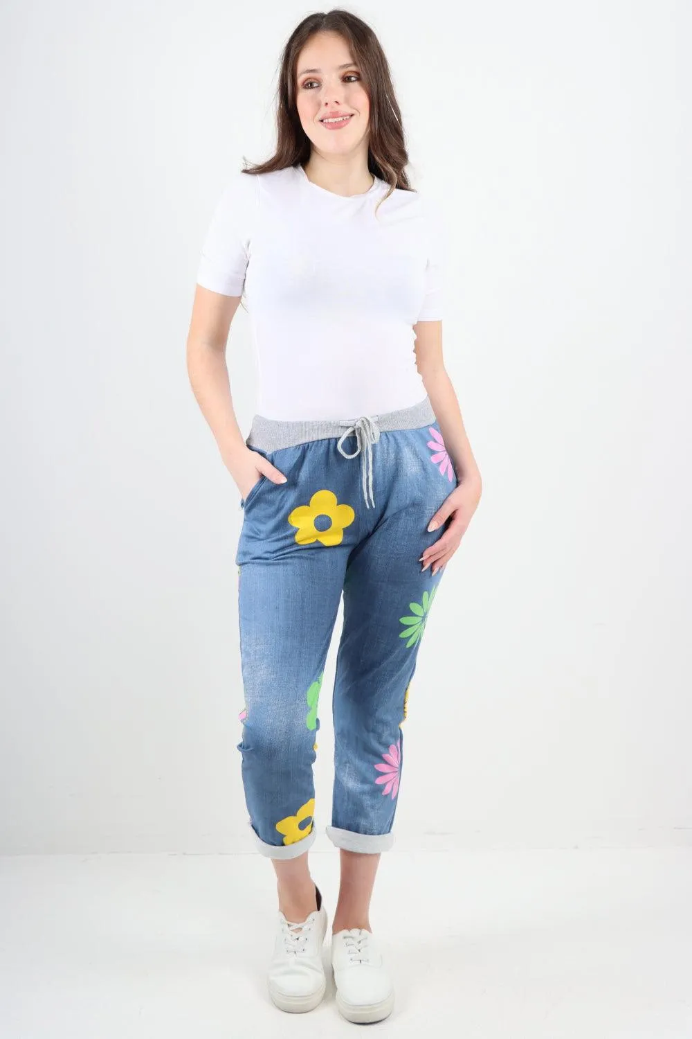 Ditsy Floral Printed Cotton Trousers