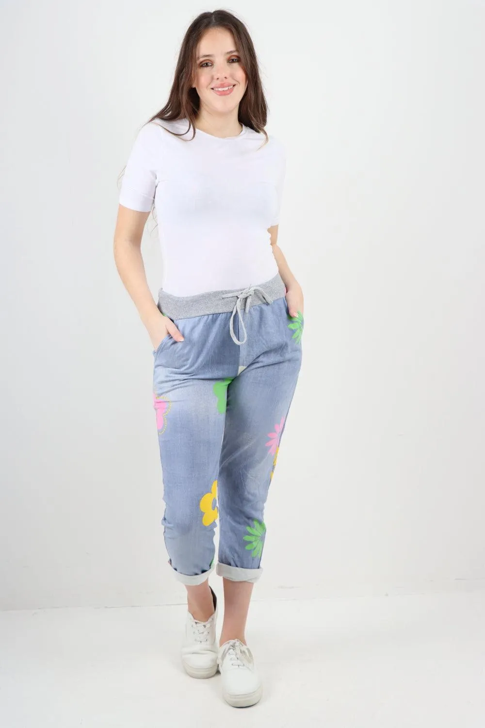 Ditsy Floral Printed Cotton Trousers