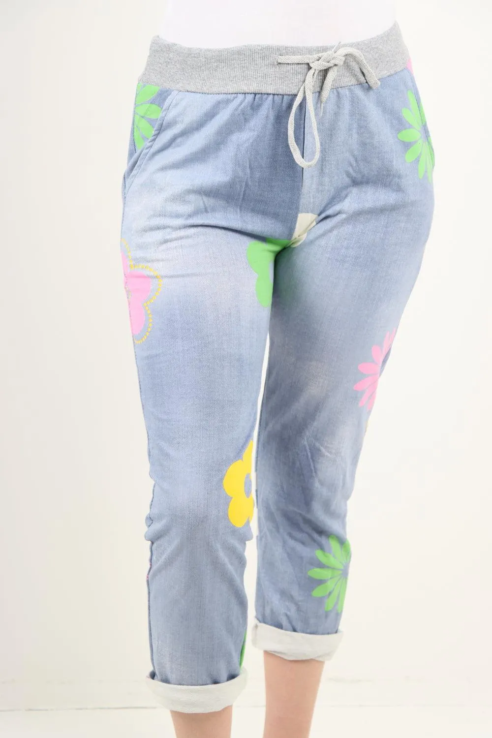 Ditsy Floral Printed Cotton Trousers