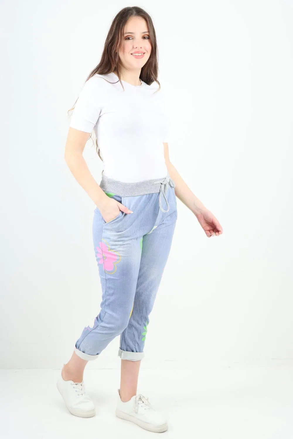 Ditsy Floral Printed Cotton Trousers