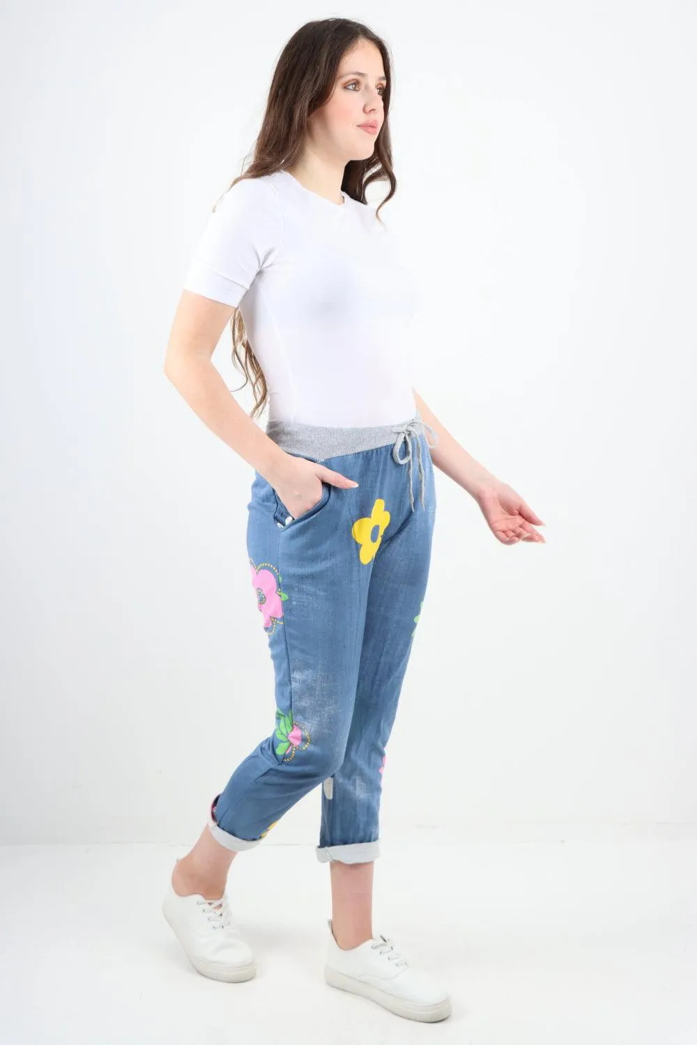 Ditsy Floral Printed Cotton Trousers