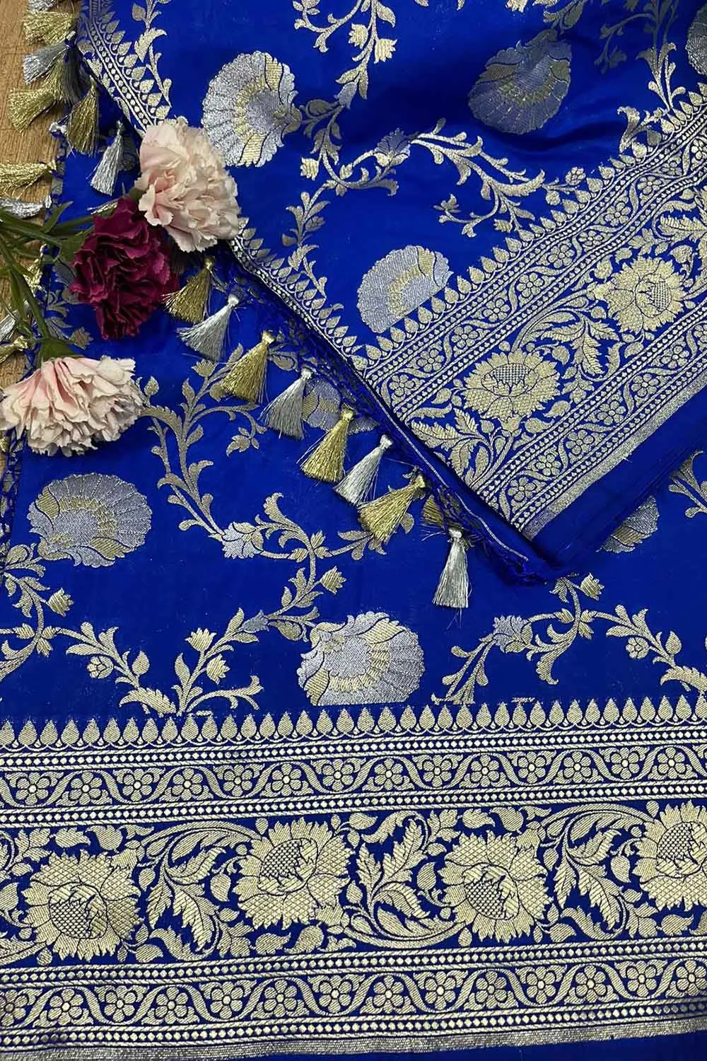 Elegant Blue Banarasi Silk Sona Roopa Saree for Special Occasions