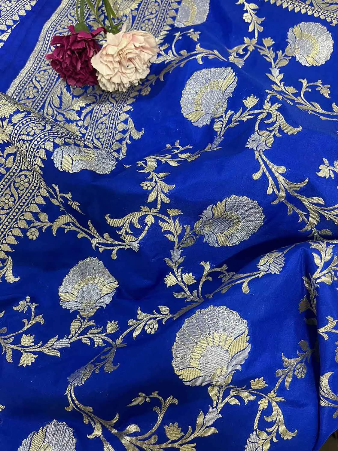 Elegant Blue Banarasi Silk Sona Roopa Saree for Special Occasions