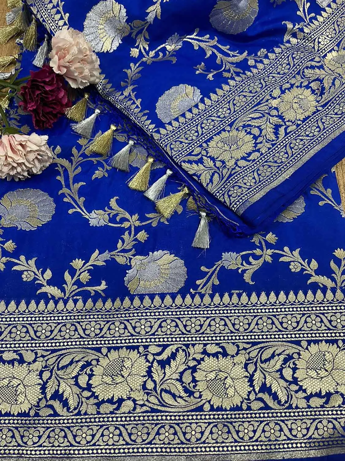 Elegant Blue Banarasi Silk Sona Roopa Saree for Special Occasions