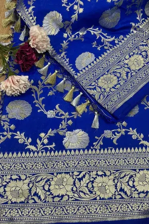 Elegant Blue Banarasi Silk Sona Roopa Saree for Special Occasions
