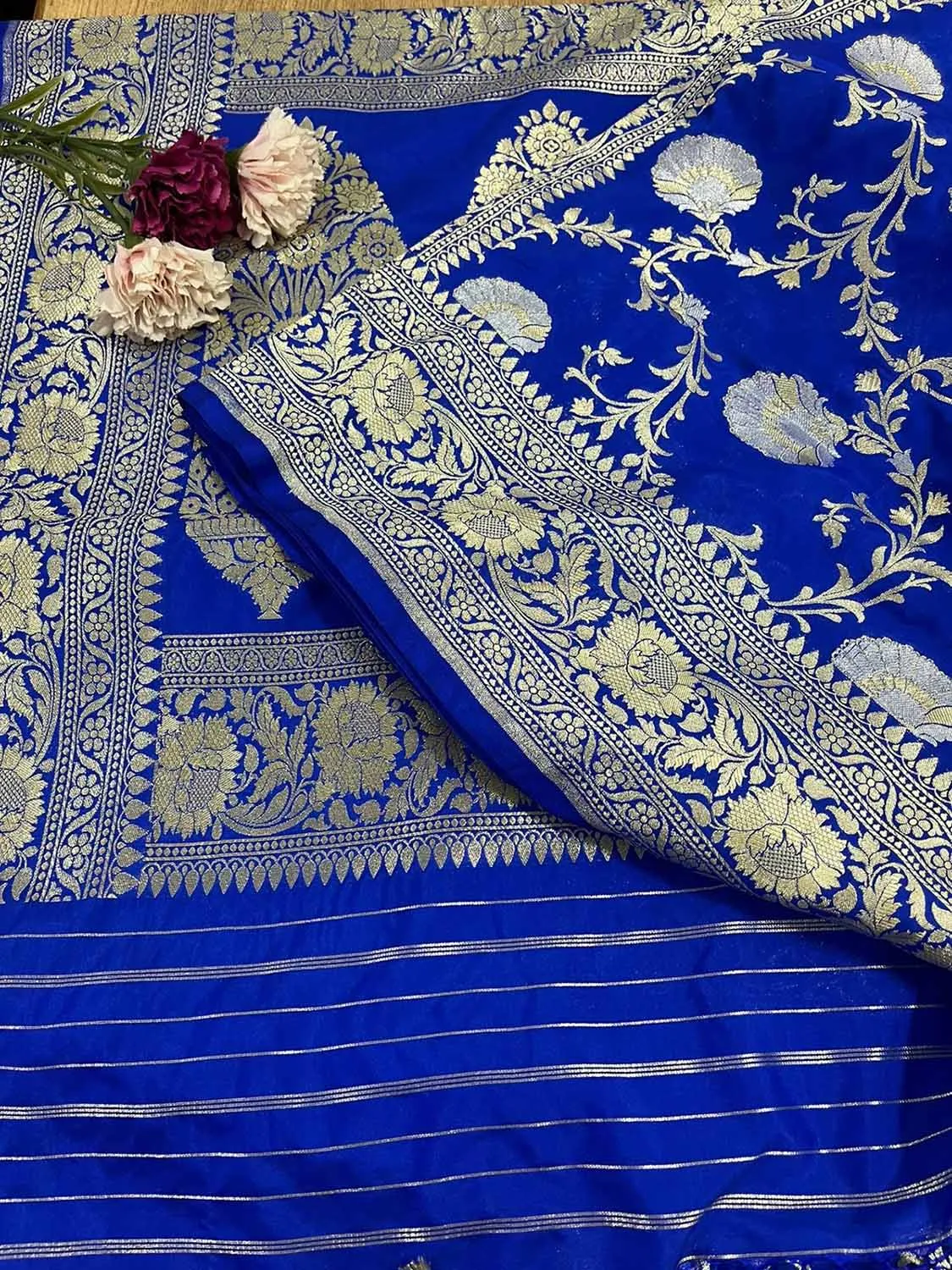 Elegant Blue Banarasi Silk Sona Roopa Saree for Special Occasions