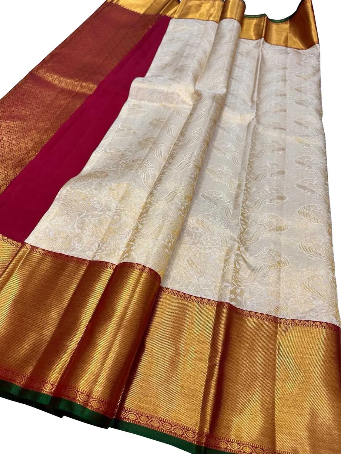 Elegant Off White Kanjeevaram Silk Saree