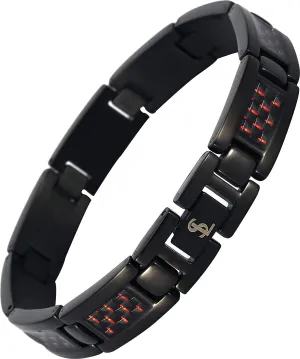 Elegant Surgical Grade Steel Men's Carbon Fiber Bracelet (Black Bracelet - Red Carbon Fiber)