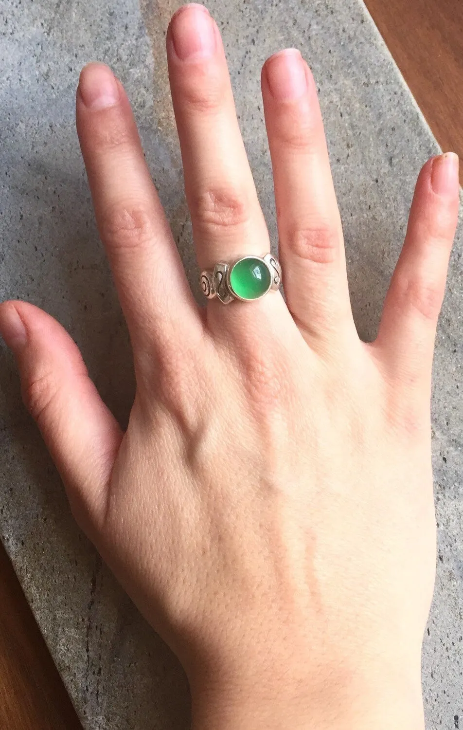 Emerald Boho Ring - Solitaire Emerald Ring - Emerald Bezel Ring