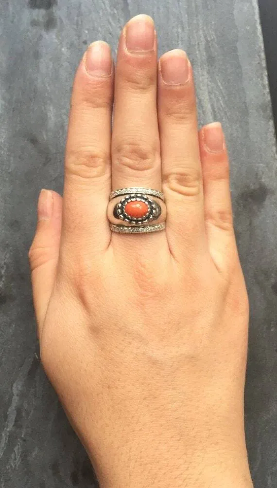 Emerald Dome Ring - Wide Chunky Band - Statement Emerald Ring