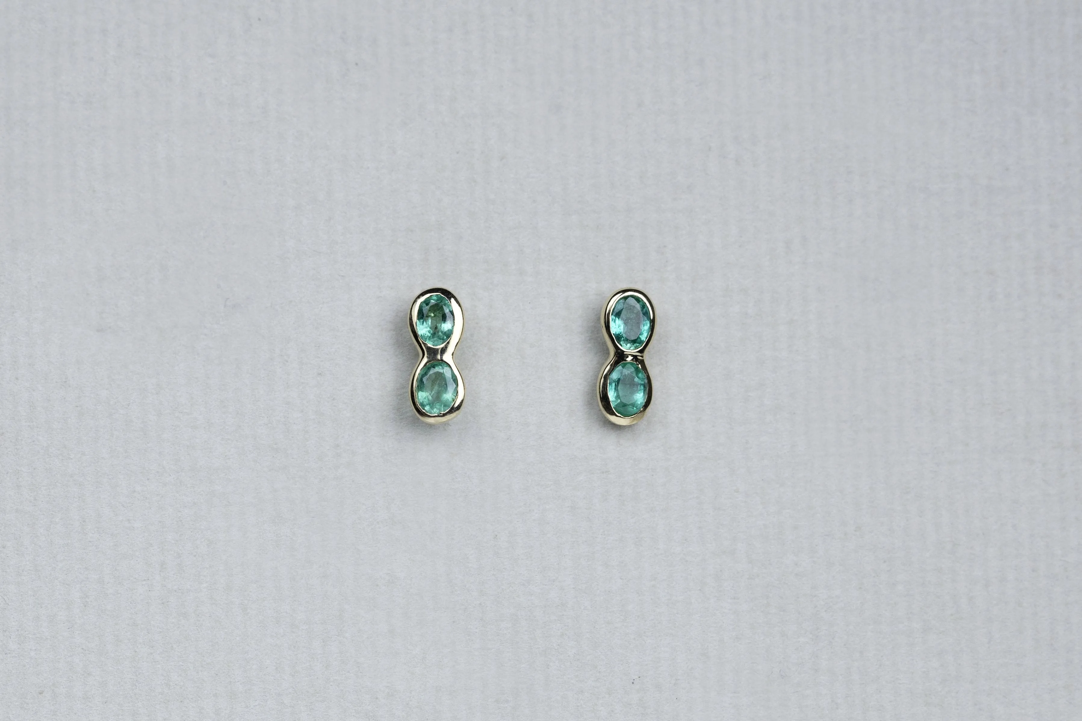 Emerald Double Round Stud Earrings