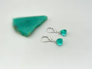Emerald Green Gemstone earrings dangle Sterling Silver, 14k gold,  Rose Gold Dainty drop crystal Quartz dangly birthstone handmade jewelry
