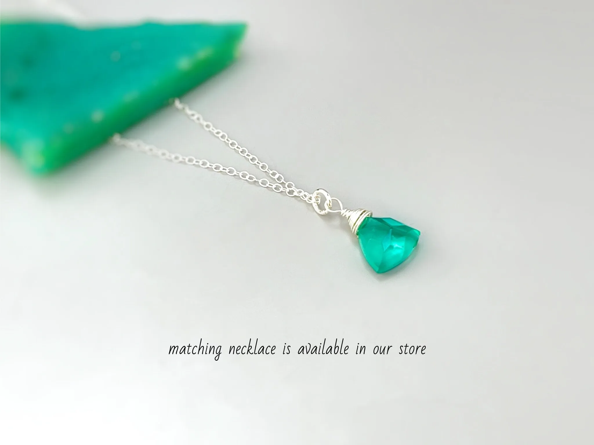 Emerald Green Gemstone earrings dangle Sterling Silver, 14k gold,  Rose Gold Dainty drop crystal Quartz dangly birthstone handmade jewelry