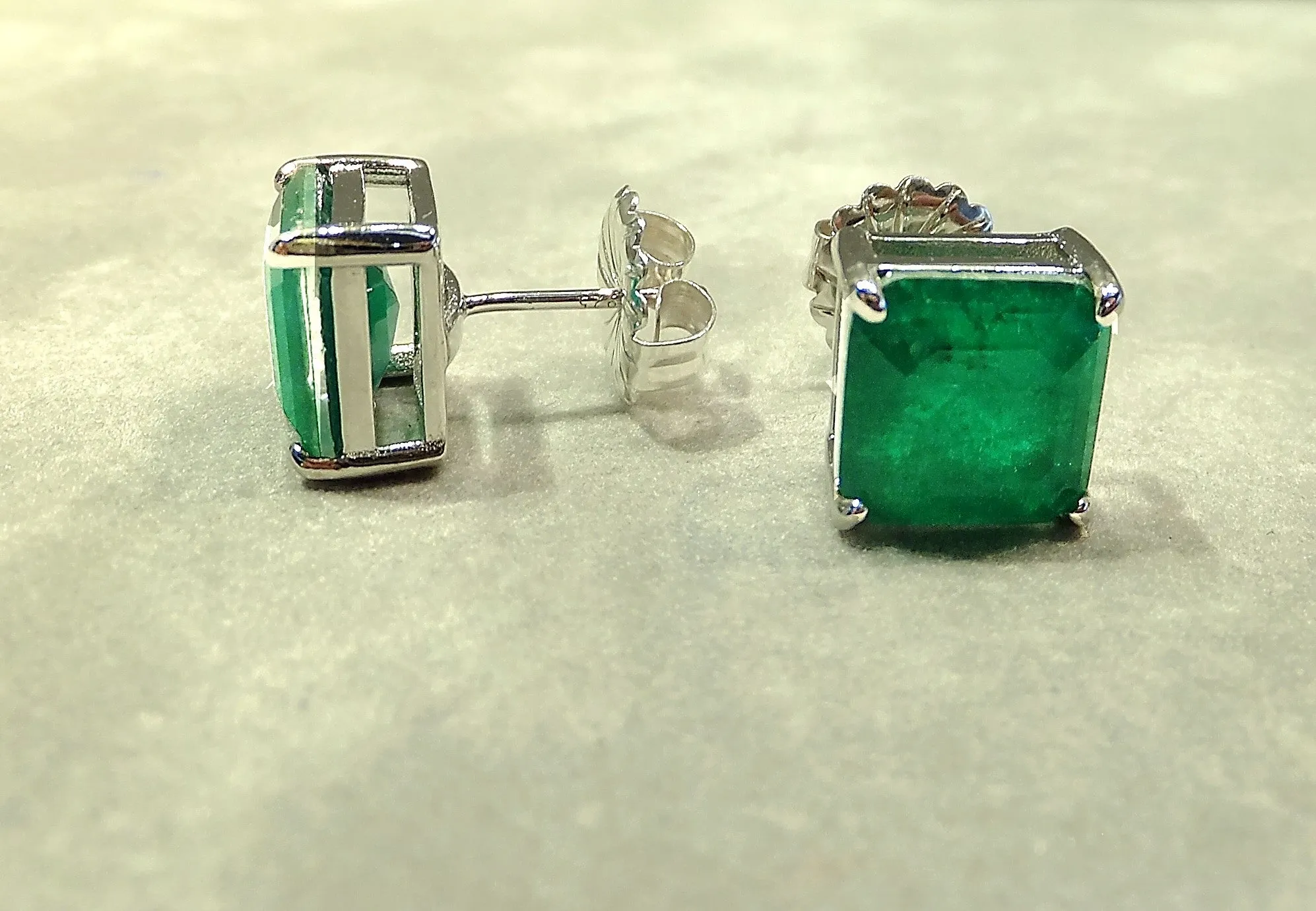 Emerald Green Paraiba Tourmaline Stud Earrings