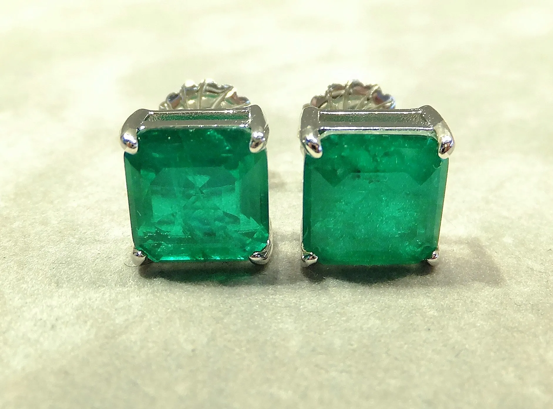 Emerald Green Paraiba Tourmaline Stud Earrings
