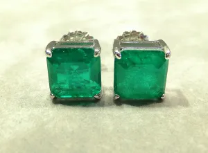 Emerald Green Paraiba Tourmaline Stud Earrings