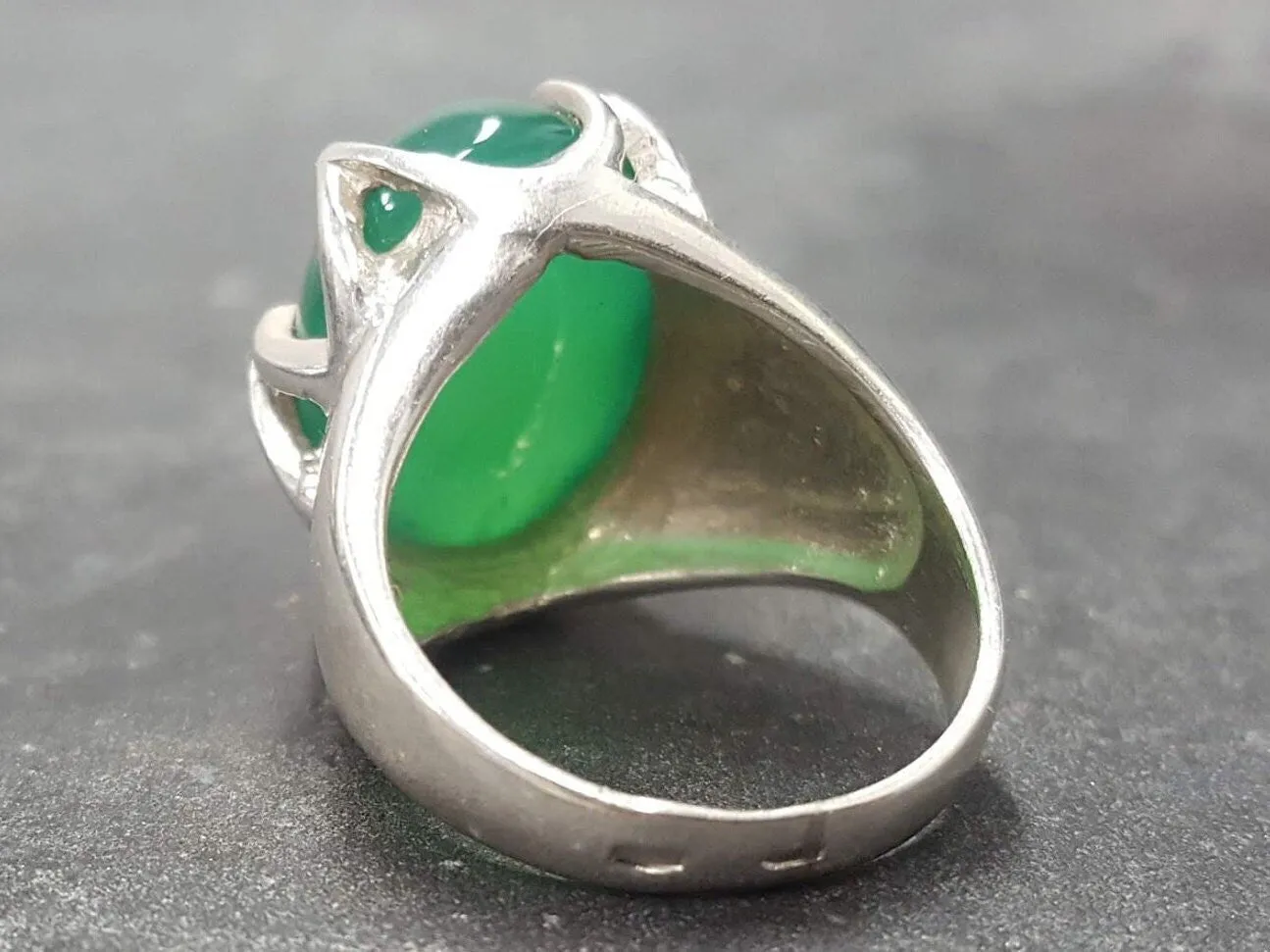 Emerald Statement Ring - Green Oval Ring - Vintage Emerald Ring