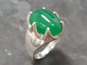 Emerald Statement Ring - Green Oval Ring - Vintage Emerald Ring