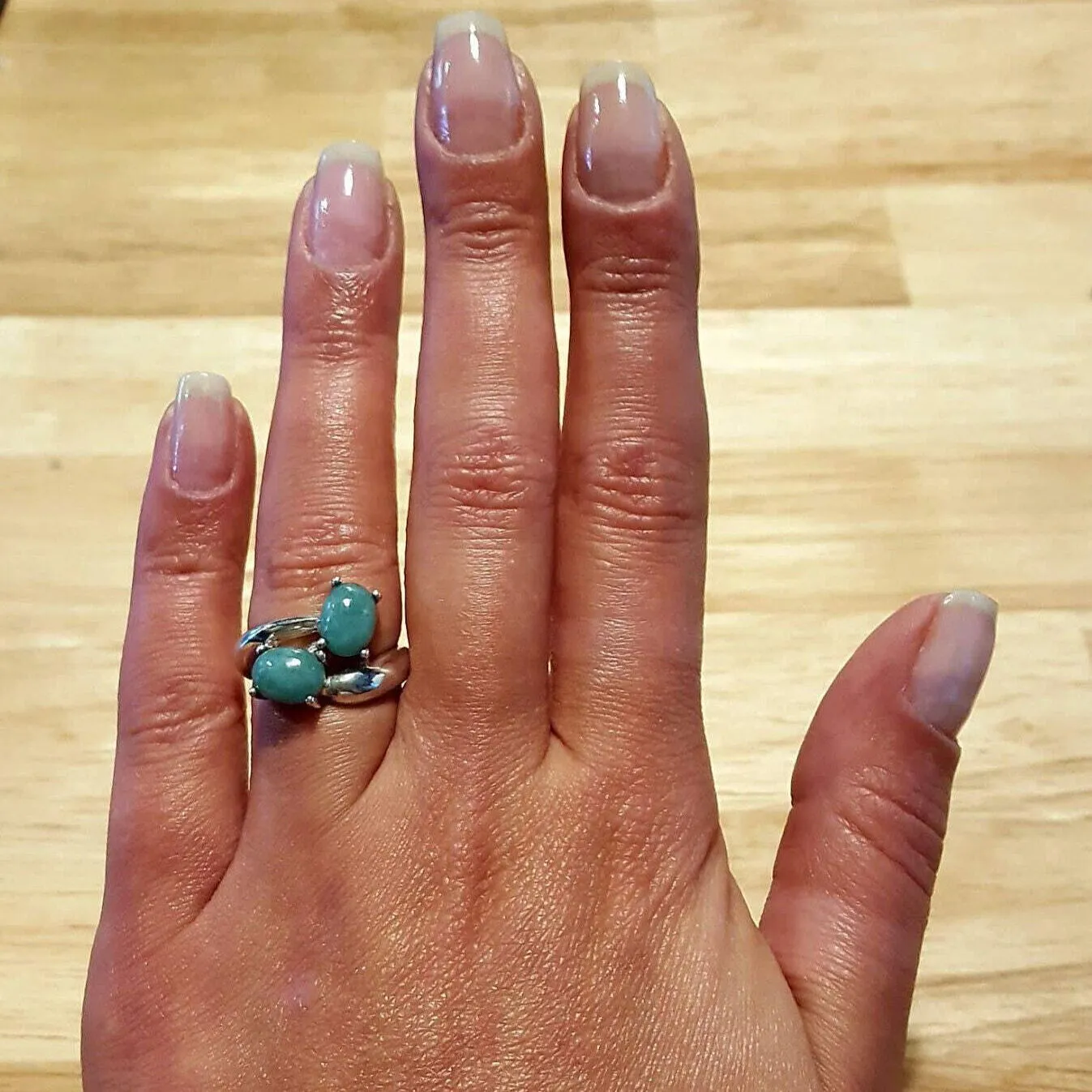 Emerald Statement Ring - Two Stone Ring - Bypass Emerald Ring