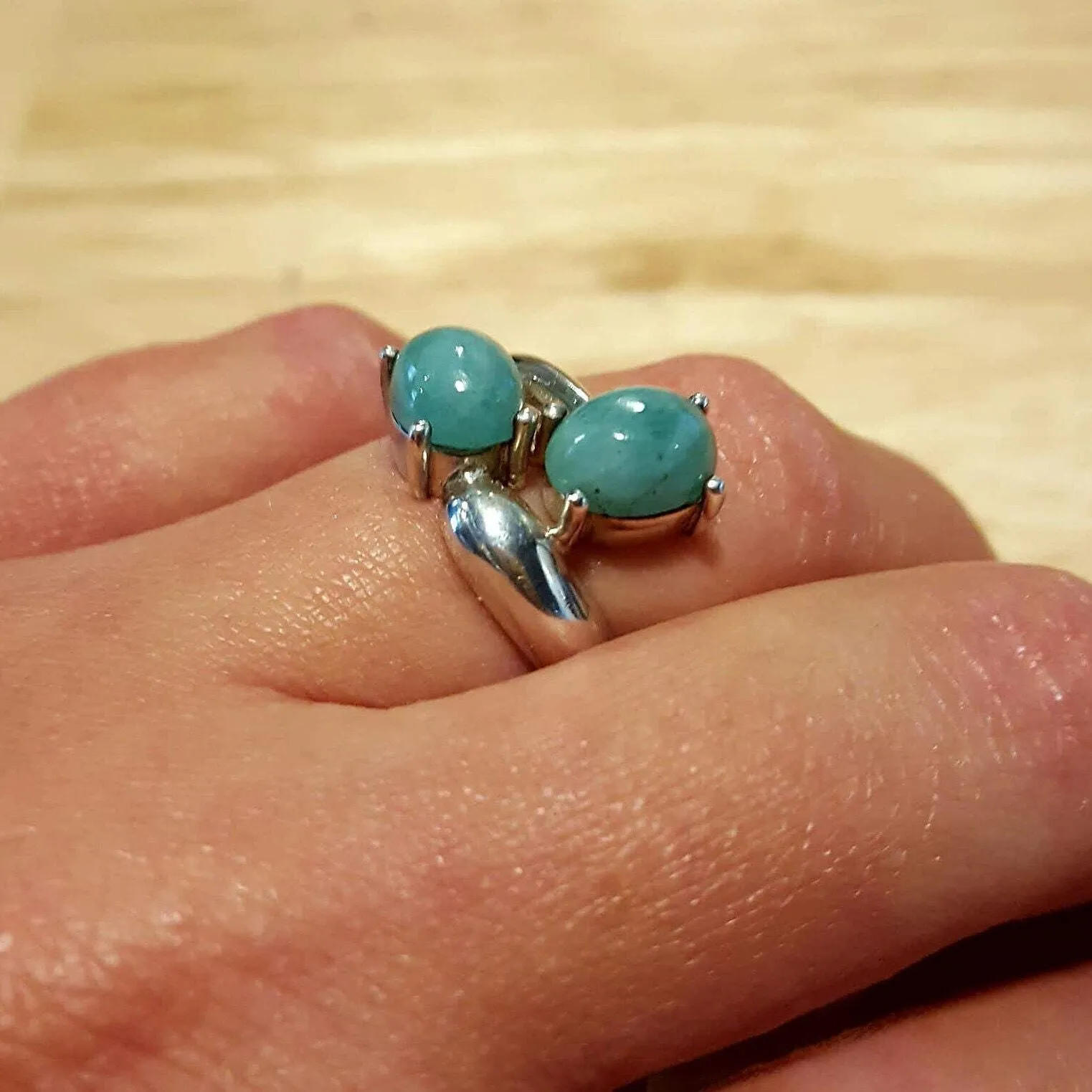 Emerald Statement Ring - Two Stone Ring - Bypass Emerald Ring