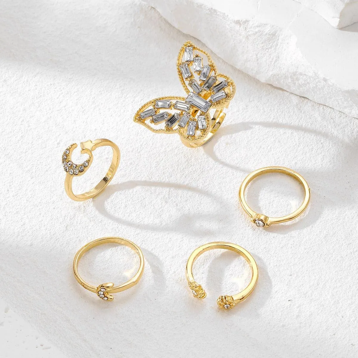 Fashionable Metal Geometric Butterfly Rings
