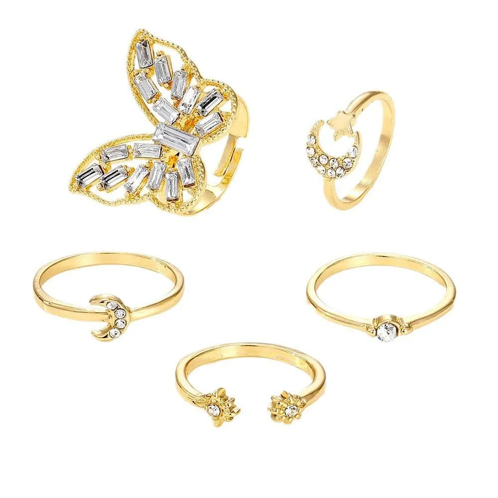 Fashionable Metal Geometric Butterfly Rings
