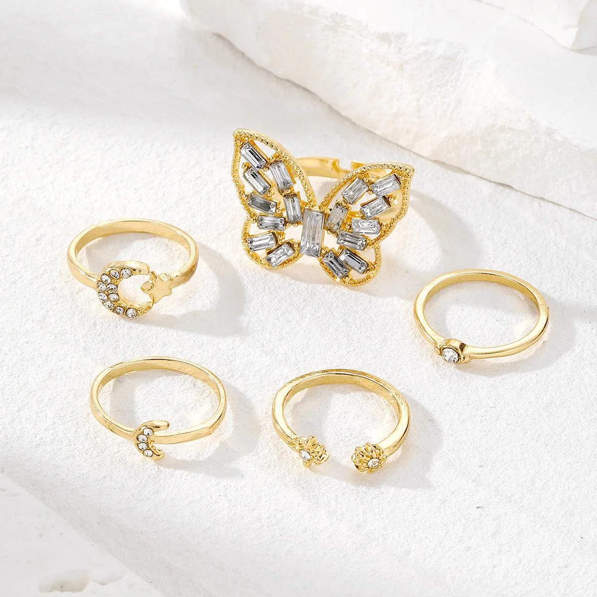 Fashionable Metal Geometric Butterfly Rings