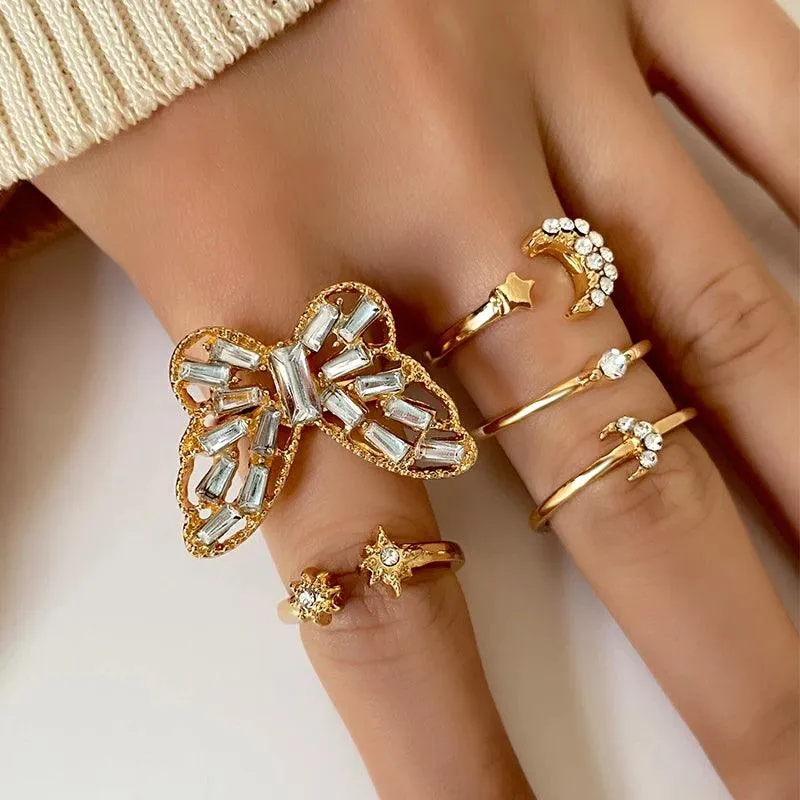 Fashionable Metal Geometric Butterfly Rings