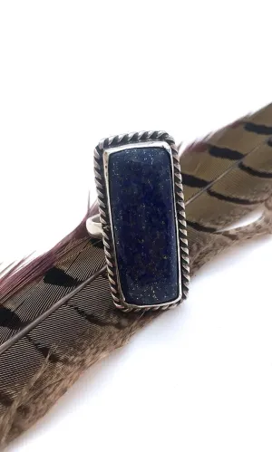 FEELING BLUE Chimney Butte Sterling Silver & Denim Lapis Lazuli Ring, Sz 8