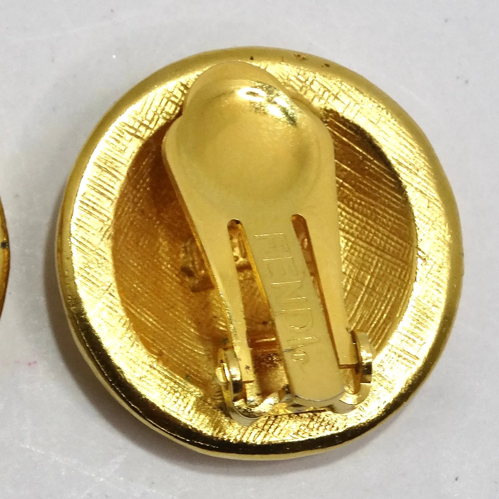 Fendi 1980s Gold Plated FF Clip-On Earrings